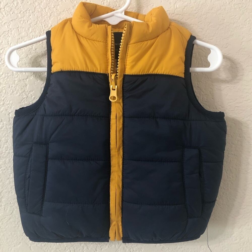 Janie and Jack Navy Reversible Colorblocked Puffer Vest - 6-12 Months